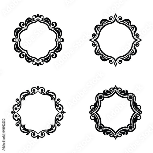 Morden ornamental frame on white background 