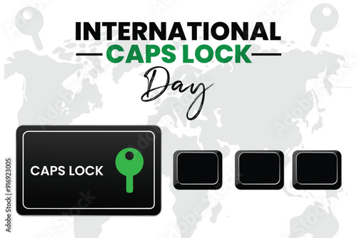 International Caps Lock Day Vector Fun Typographic background Design for Keyboard Enthusiasts