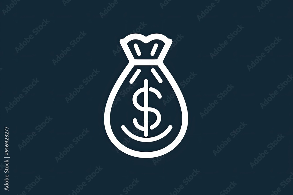 An icon of a money bag, representing financial growth and investment, with simple lines and shapes An icon of a money bag, representing financial growth and investment, with simple lines and shapes
