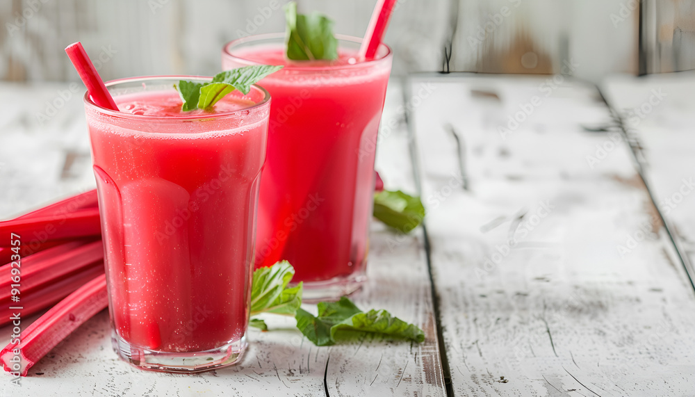 Fresh rhubarb drink Juice glass Fresh rhubarb drink Juice glass