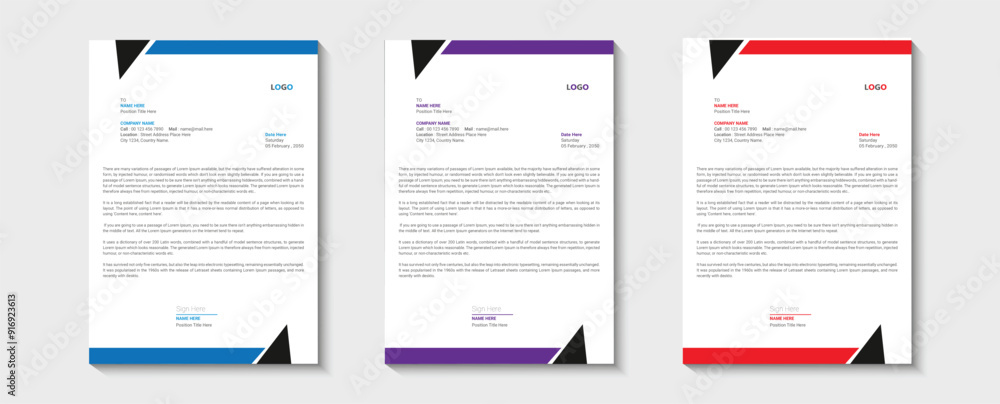 Obraz premium corporate modern letterhead design template