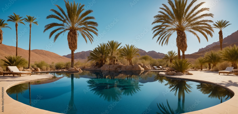 Fototapeta premium serene oasis in the middle of the desert.