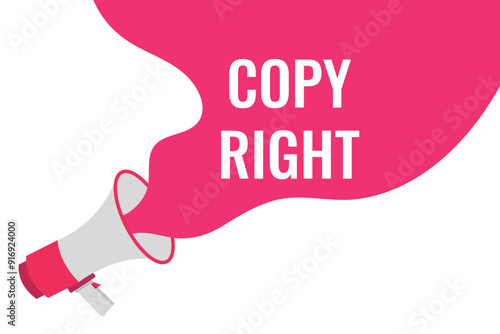 copy right button, banner, label, template for website. copy right text with colorful megaphone icon
