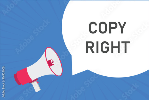 copy right button, banner, label, template for website. copy right text with colorful megaphone icon
