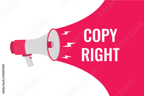 copy right button, banner, label, template for website. copy right text with colorful megaphone icon
