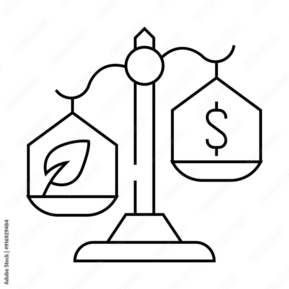 Naklejka premium money or chia cryptocurrency balance scale line icon vector. money or chia cryptocurrency balance scale sign. isolated contour symbol black illustration