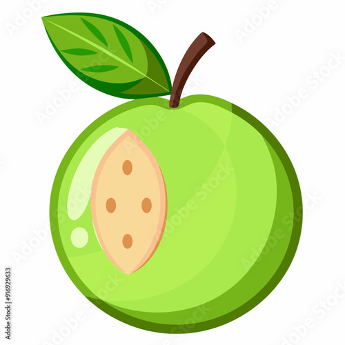 Wallpaper Mural Green Guava Fruit with a Single Leaf Torontodigital.ca