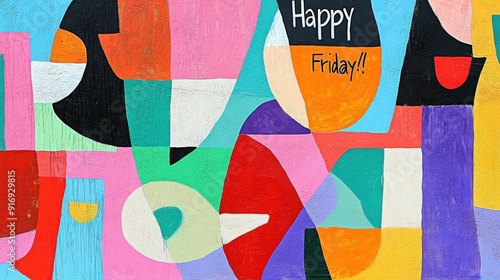 Happy Friday Vibes: Vibrant Street Art Mural in Bright Colors