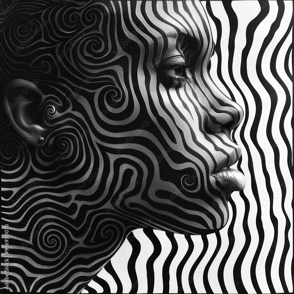 artistic black and white portrait illustration with amazing creative composition artistic black and white portrait illustration with amazing creative composition