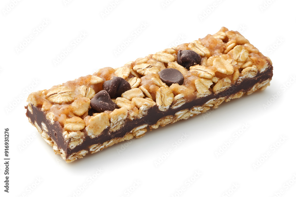 Granola Bar with Chocolate Chip and Peanut Butter isolated on white background Granola Bar with Chocolate Chip and Peanut Butter isolated on white background