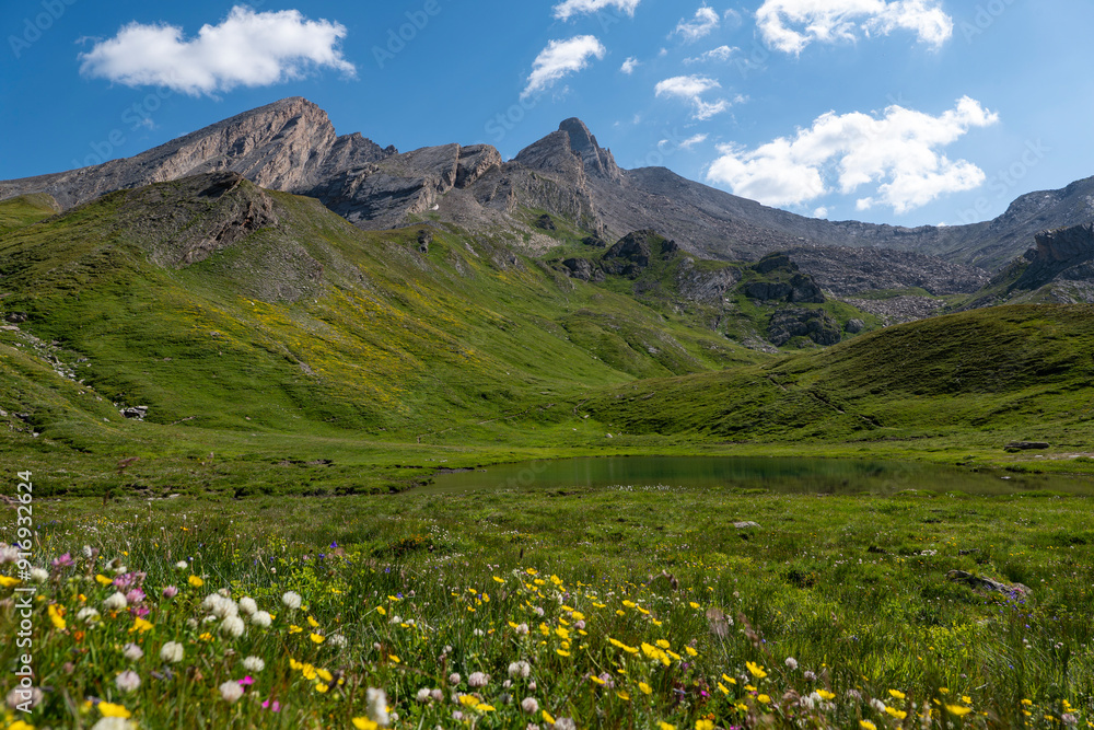 Obraz premium View of Varaita Valley next of Col Agnel Pass