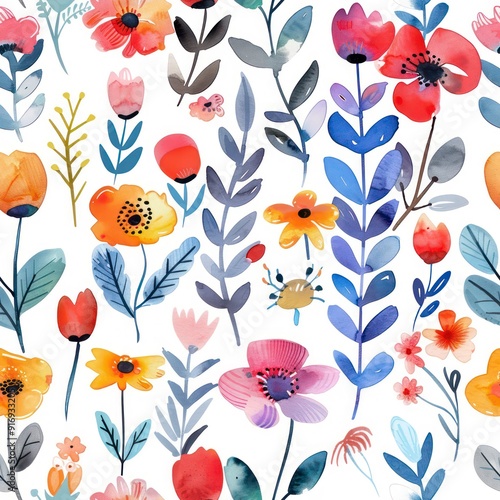 watercolor flower vivid pattern background