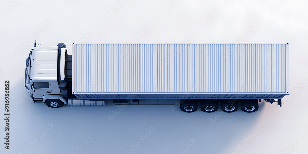 Top view container truck isolated on a white background Top view container truck isolated on a white background