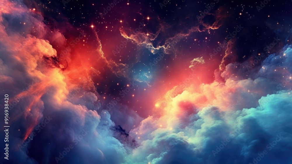 Fototapeta premium Celestial Cloudscape: A Dreamy Night Sky