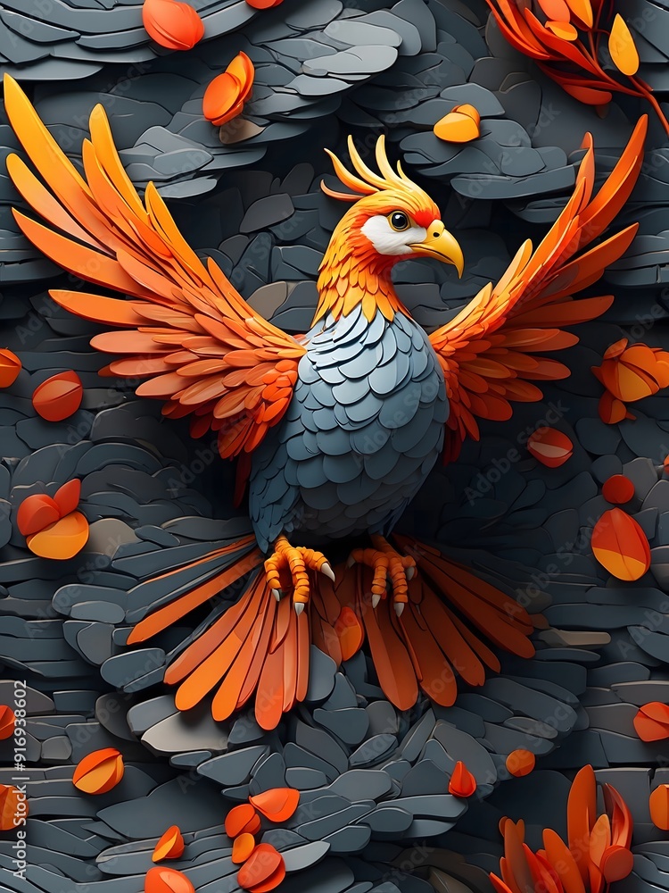 phoenix made out of slate stones, Generative AI phoenix made out of slate stones, Generative AI