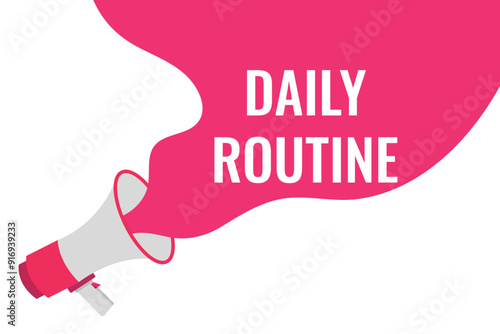 daily routine button, banner, label, template for website. daily routine text with colorful megaphone icon