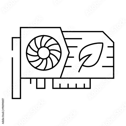 video card for mining chia cryptocurrency line icon vector. video card for mining chia cryptocurrency sign. isolated contour symbol black illustration