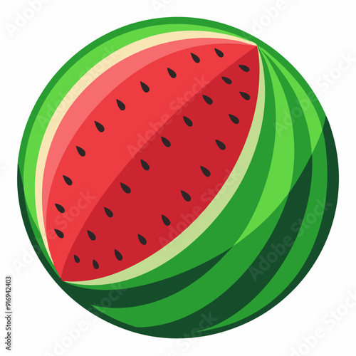 A Sliced Watermelon with Red Flesh and Black Seeds