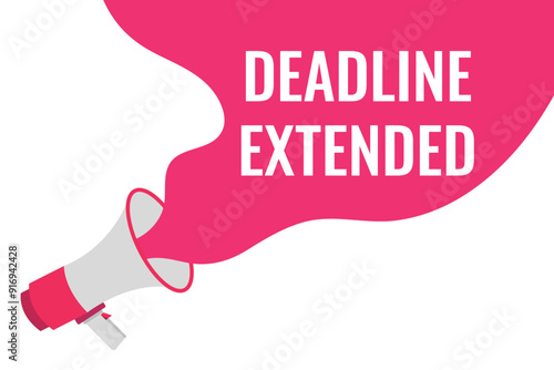 deadline extended button, banner, label, template for website. deadline extended text with colorful megaphone icon
