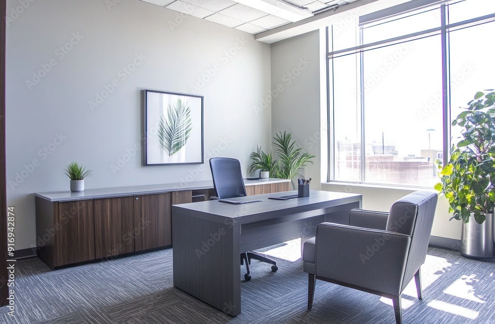 Fototapeta premium Modern Office Interior with a View