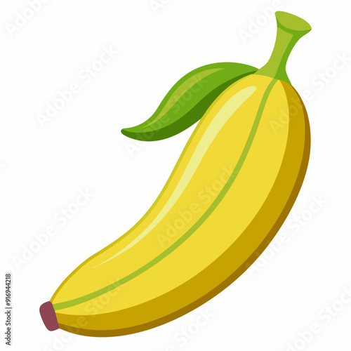 A Single Yellow Banana with a Green Stem