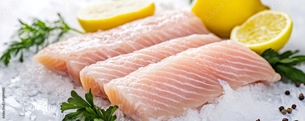 Slice of raw fish salmon with lemon rosemary and spices isolated, seafood delicacy concept. Slice of raw fish salmon with lemon rosemary and spices isolated, seafood delicacy concept.