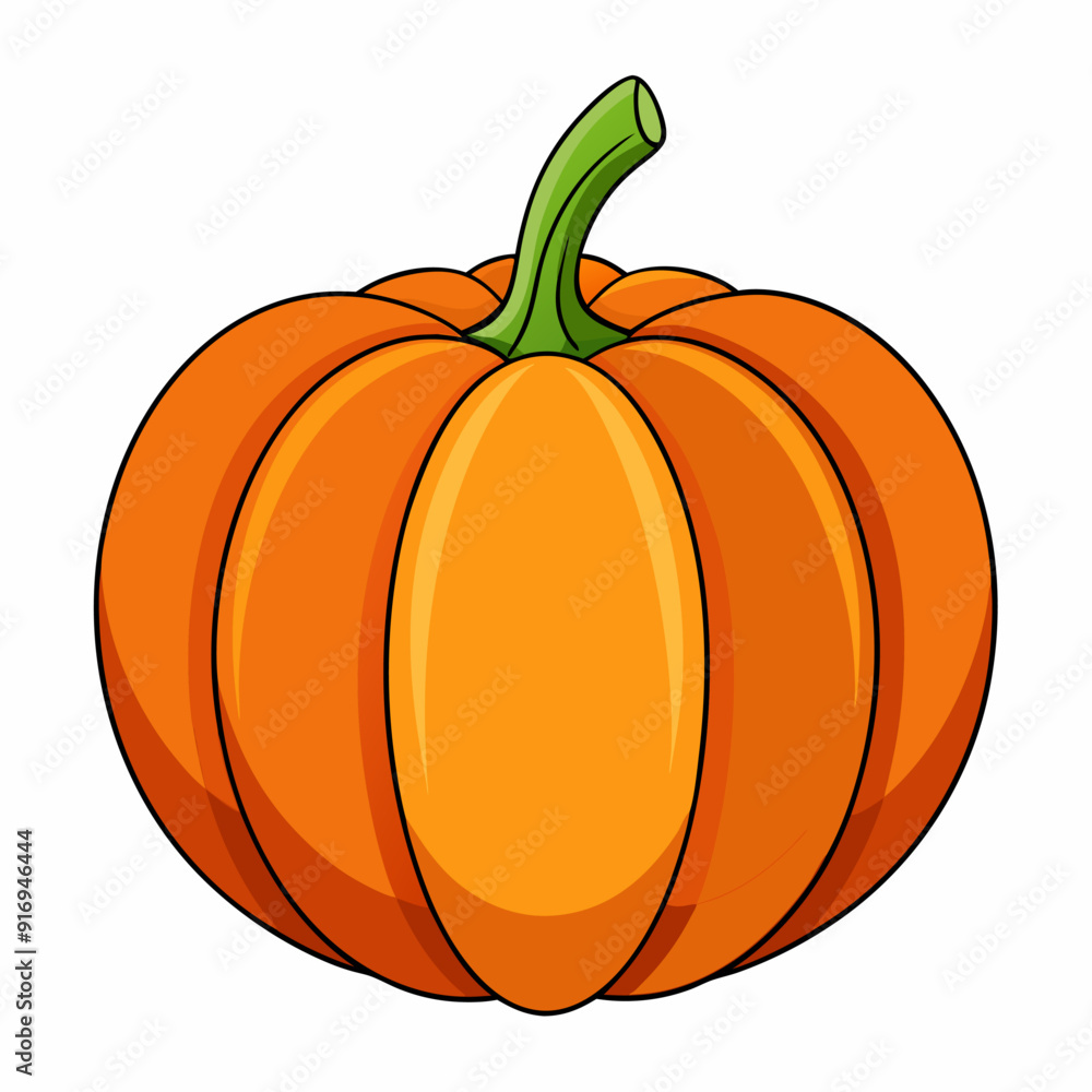 Single Orange Pumpkin with Green Stem Single Orange Pumpkin with Green Stem