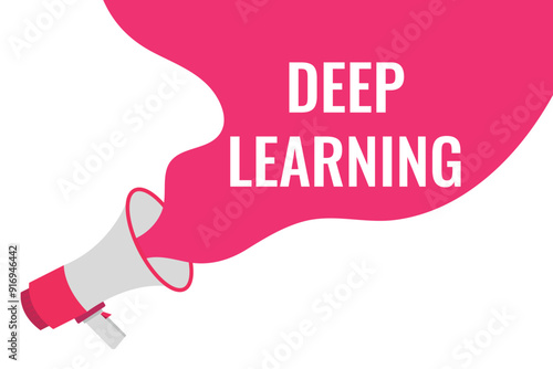 deep learning button, banner, label, template for website. deep learning text with colorful megaphone icon
