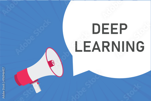 deep learning button, banner, label, template for website. deep learning text with colorful megaphone icon
