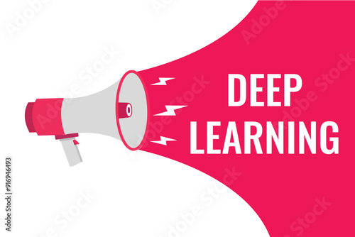 deep learning button, banner, label, template for website. deep learning text with colorful megaphone icon

