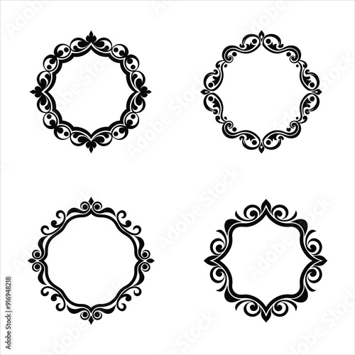 Morden ornamental frame on white background 