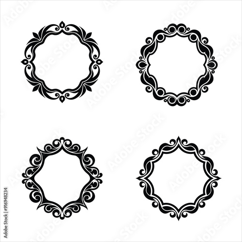 Morden ornamental frame on white background 