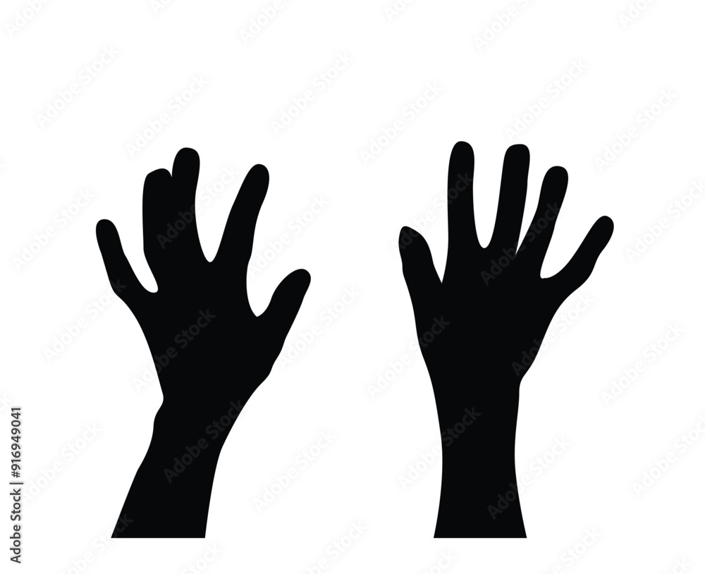 Silhouette of Extended Human Hands Isolated on White. Left and right hand of a man vector Silhouette of Extended Human Hands Isolated on White. Left and right hand of a man vector