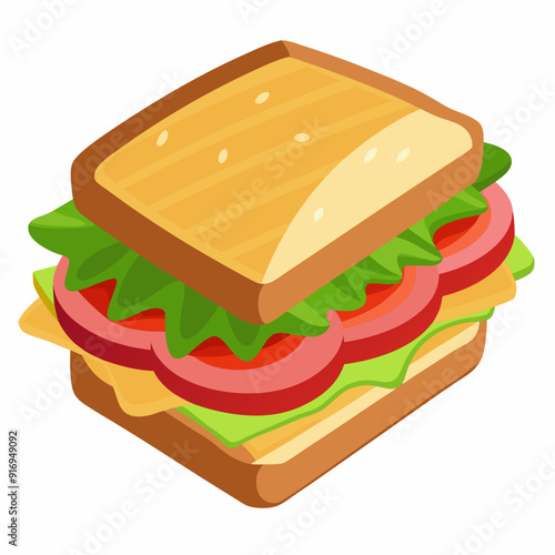 A Simple Sandwich with Lettuce, Tomato, and Cheese