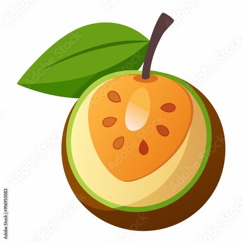 Half of a Cut Open Fruit with Seeds
