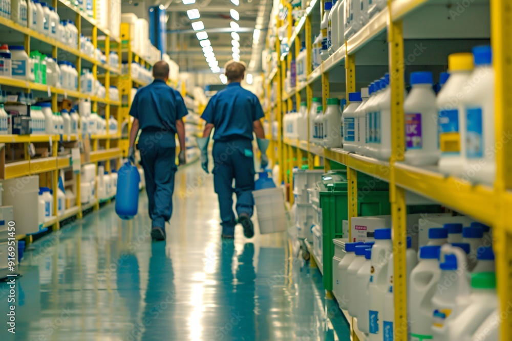 Warehouse Workers Carrying Containers Warehouse Workers Carrying Containers