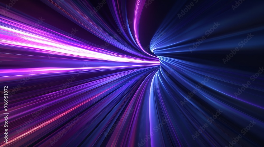 Hyper Warp 3D Render: Blue, purple, speed light line. Generative Ai Hyper Warp 3D Render: Blue, purple, speed light line. Generative Ai