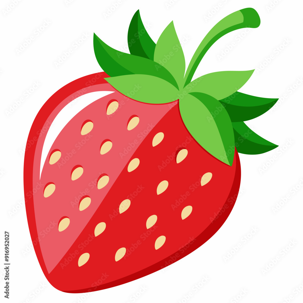 Red Strawberry with Green Leaves Isolated on White Background Red Strawberry with Green Leaves Isolated on White Background