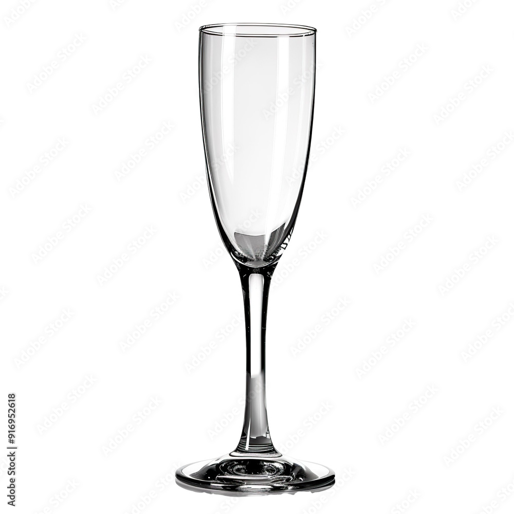 Front view of an empty champagne flute isolated on a white transparent background Front view of an empty champagne flute isolated on a white transparent background