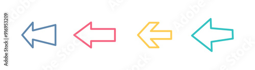 Arrow element for infographic. Vector illustration of various arrow shape in outline, lineal, and color outlined.