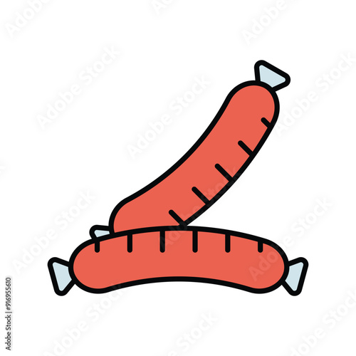 sausages color line icon with white background vector stock illustration