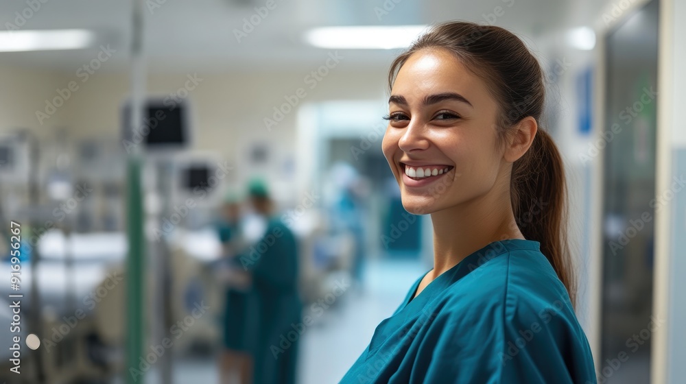 Nurse with Bright Smile and Hospital Background Nurse with Bright Smile and Hospital Background