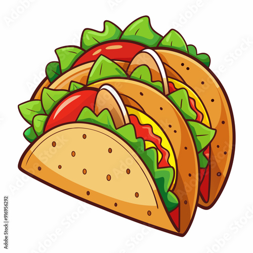 A Cartoon Illustration of Two Stuffed Tacos