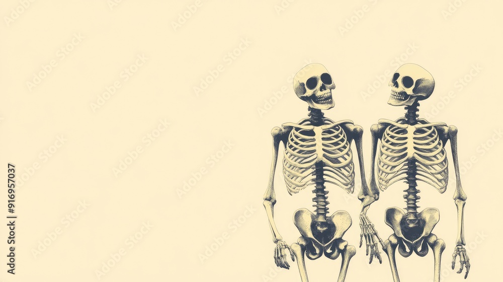 Playful Skeletons on Simple Halloween Banner Playful Skeletons on Simple Halloween Banner