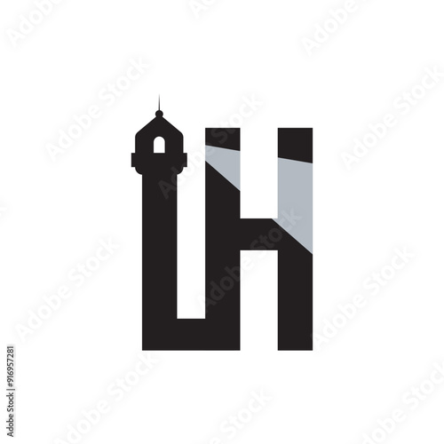 Initial Letter LH Light House Design Logo