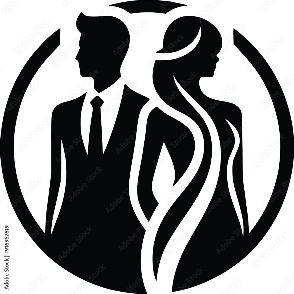 Set man and woman head icon silhouette. Male and female avatar profile ...