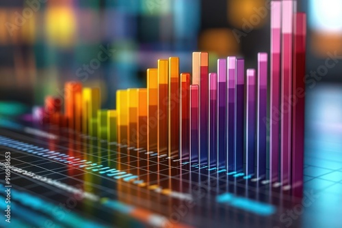 Wallpaper Mural 3D business growth chart soaring upwards with vibrant colors and lifelike reflections, symbolizing market expansion Torontodigital.ca