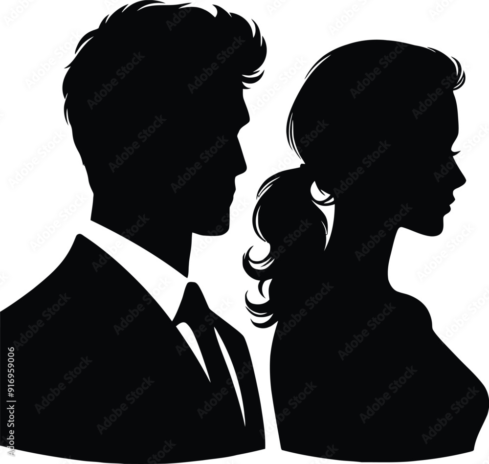 Set man and woman head icon silhouette. Male and female avatar profile sign, face silhouette logo – stock vector Set man and woman head icon silhouette. Male and female avatar profile sign, face silhouette logo – stock vector