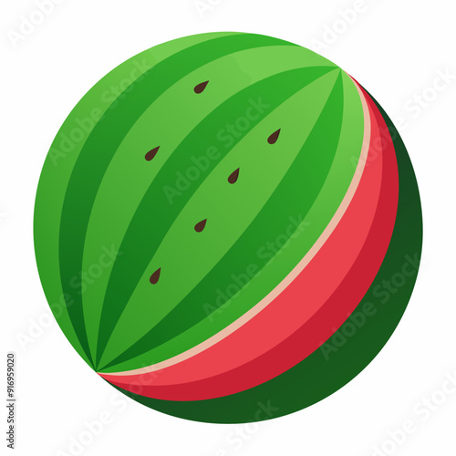 A Cartoon Illustration of a Watermelon with Seeds