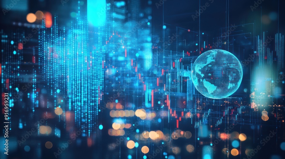 Global Network, Digital Data, Futuristic Cityscape Global Network, Digital Data, Futuristic Cityscape